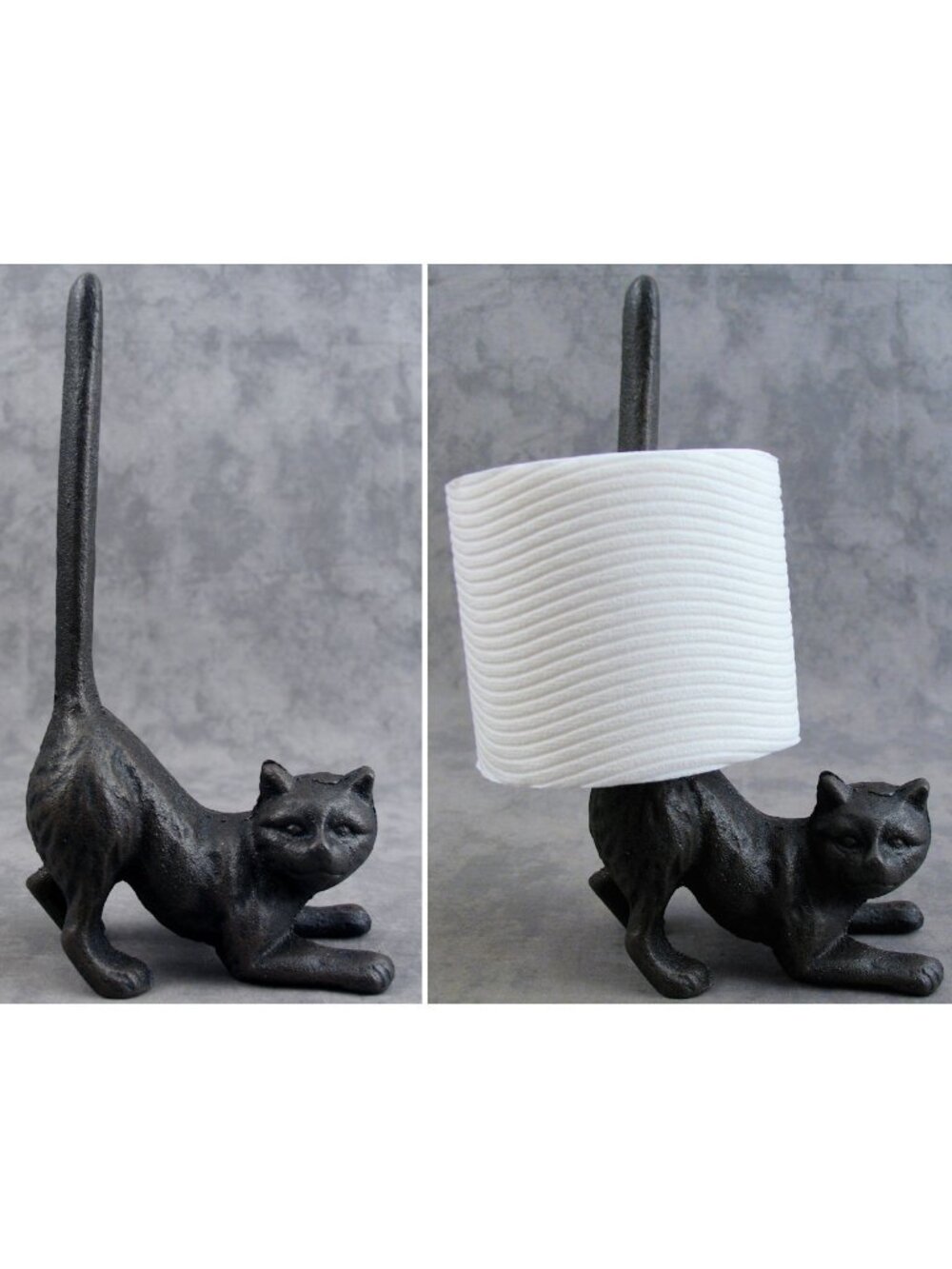 Cat TP Holder Cast Iron Stand Dark Academia Countertop Accent NWOT